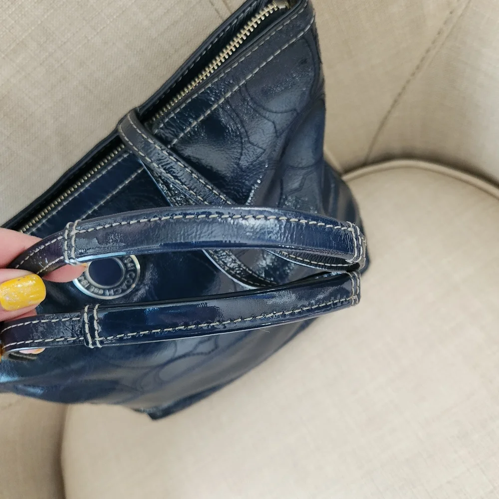 Coach 19198 Vintage Patent Leather Stitched Signature Tote/ Shoulder Bag - Picture 10 of 15